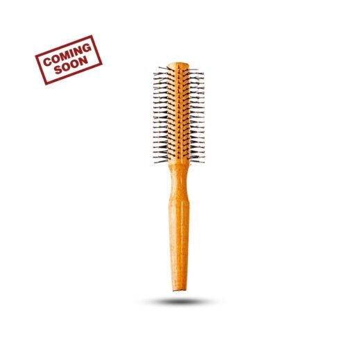 Round wooden hair brush of premium quality, with soft bristles