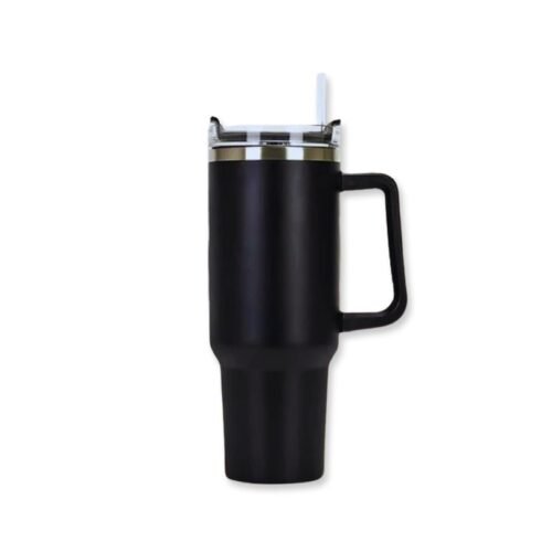 40 oz Insulated Tumbler with Handle, Lid, and Straw – Vacuum Insulated Water Bottle & Travel Coffee Mug